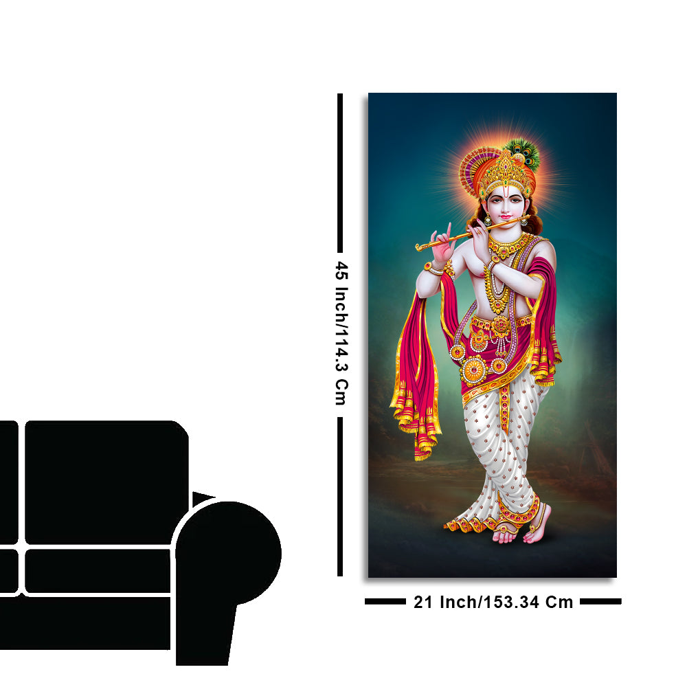 Krishna Playing Flute Hand Premium Canvas Wall Painting