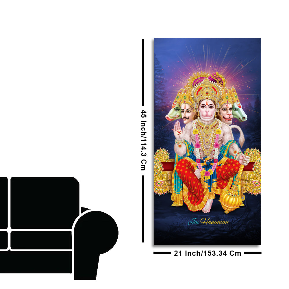 Premium Panchmukhi Lord Hanuman Canvas Wall Painting