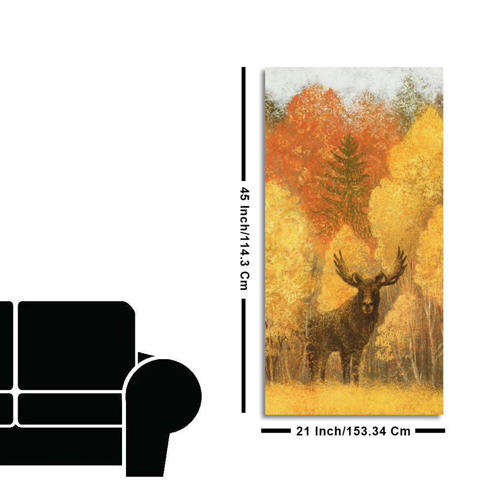 Autumn Foliage with Moose and Fox Canvas Wall Painting