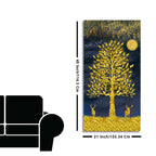 Beautiful Golden Tree and Moon with Deers Premium Canvas Wall Painting