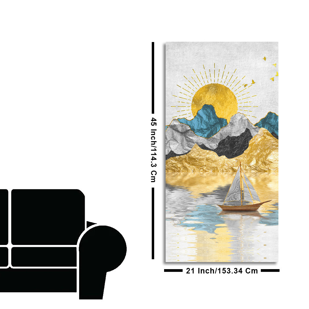 Golden Mountains and Beautiful Sunrise Scenery Canvas Wall Painting