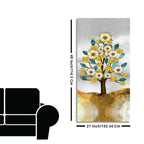 Beautiful Golden Flowers and Turquoise Mountains Canvas Wall Painting