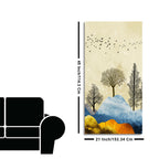 Beautiful Mountain Landscape with Trees and Birds Canvas Wall painting