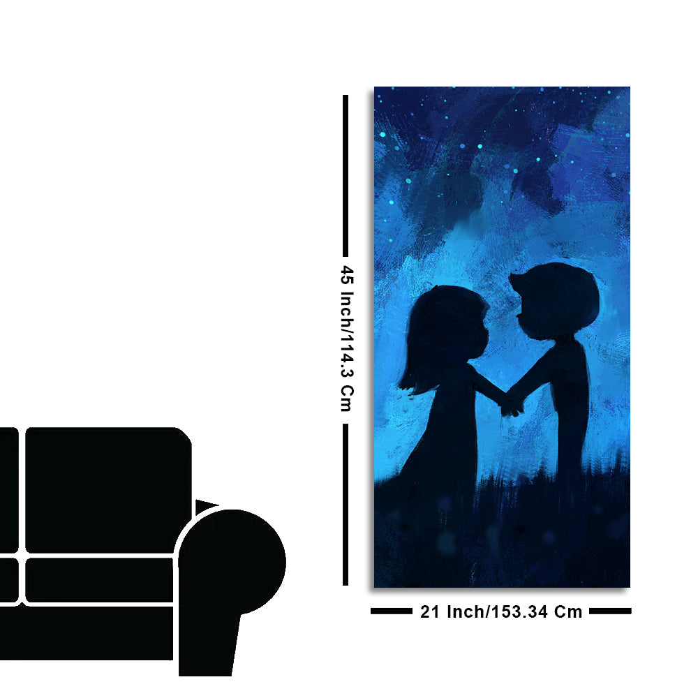 Beautiful Young Couple in Love Holding Hands Premium Canvas Wall Painting