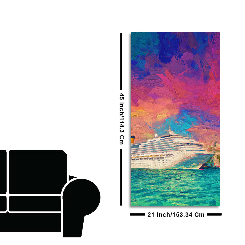 Beautiful Ship in the Sea Scenery Premium Canvas Wall Painting