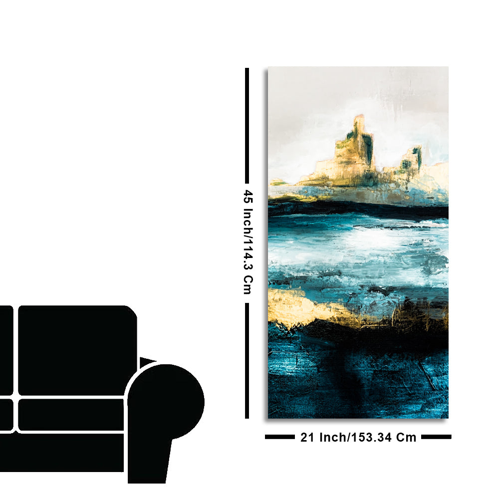 Abstract Texture Landscape Golden Mountain Lake Canvas Wall Painting