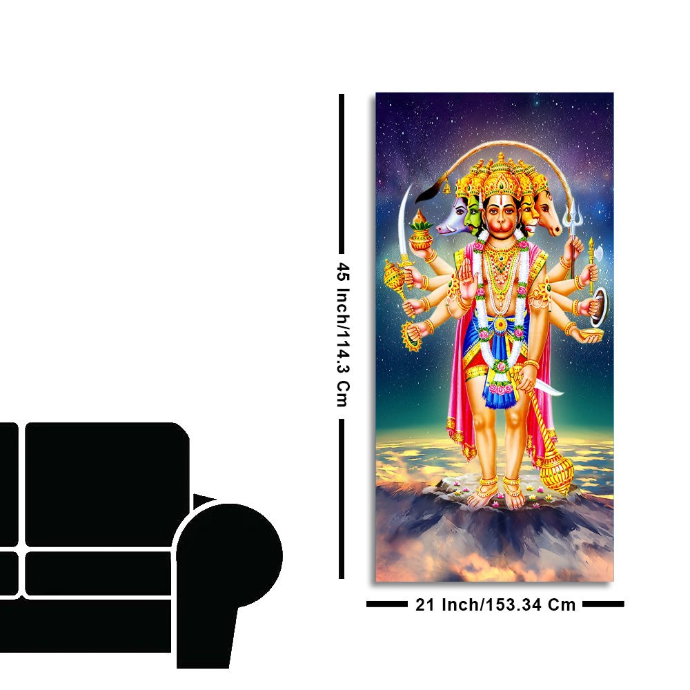 Panchmukhi Bajrangbali Beautiful Scenery Premium Canvas Wall Painting