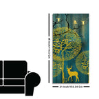 Golden Nightscape with Deer and Golden birds Canvas Wall Painting