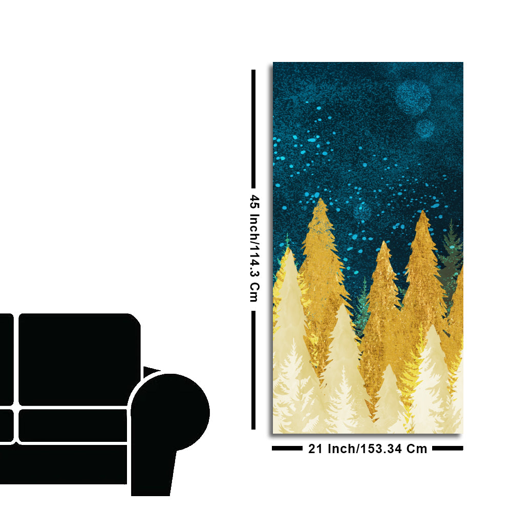 Golden Abstract Tree Premium Canvas Wall Painting