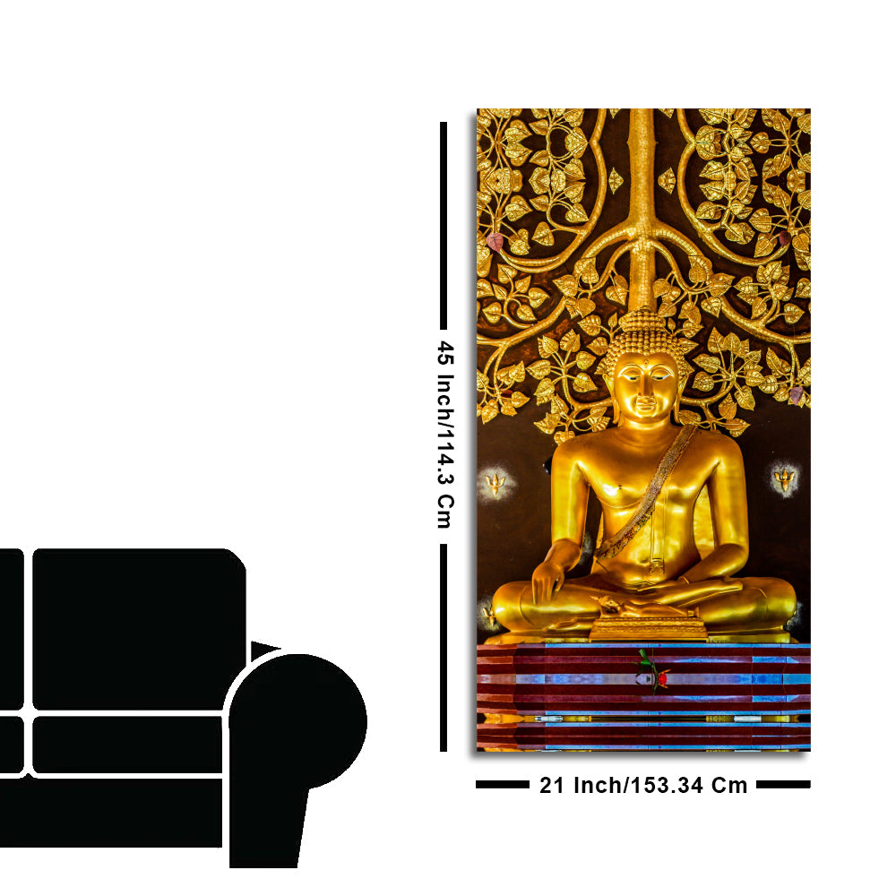 Spiritual Golden Gautam Buddha Premium Canvas Wall Painting