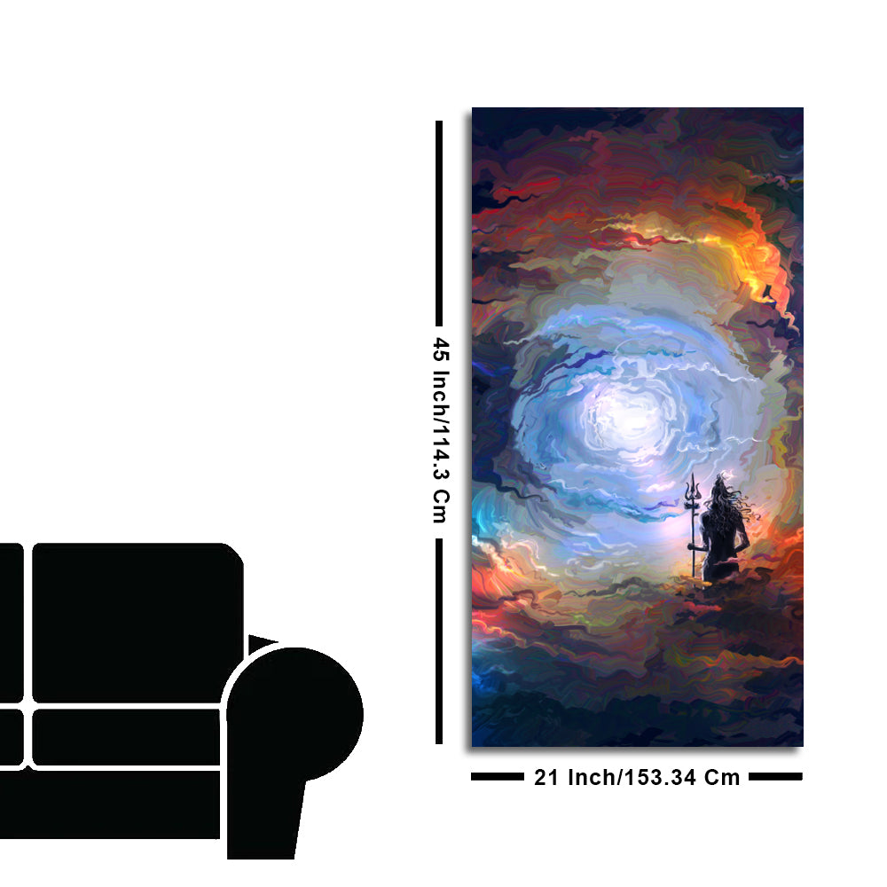Lord Mahadev in Dramatic Sky Canvas Wall Painting