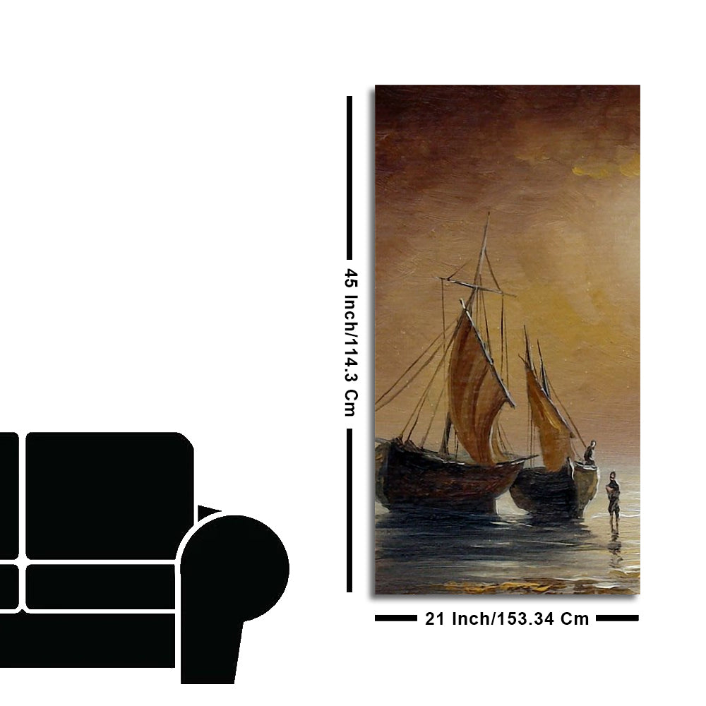 Sea Ships with Fishermen Canvas Wall Painting