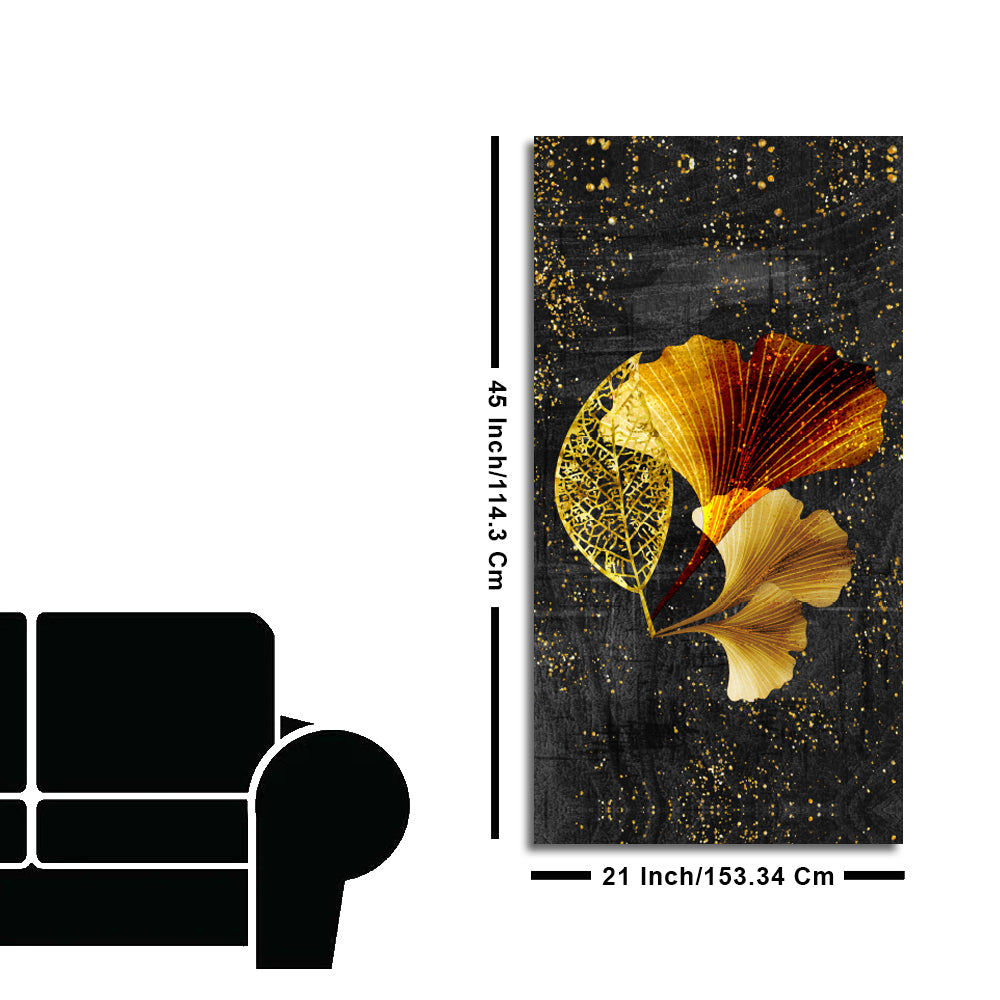 Abstract Black Gold Ginkgo Leaf Canvas Wall Painting