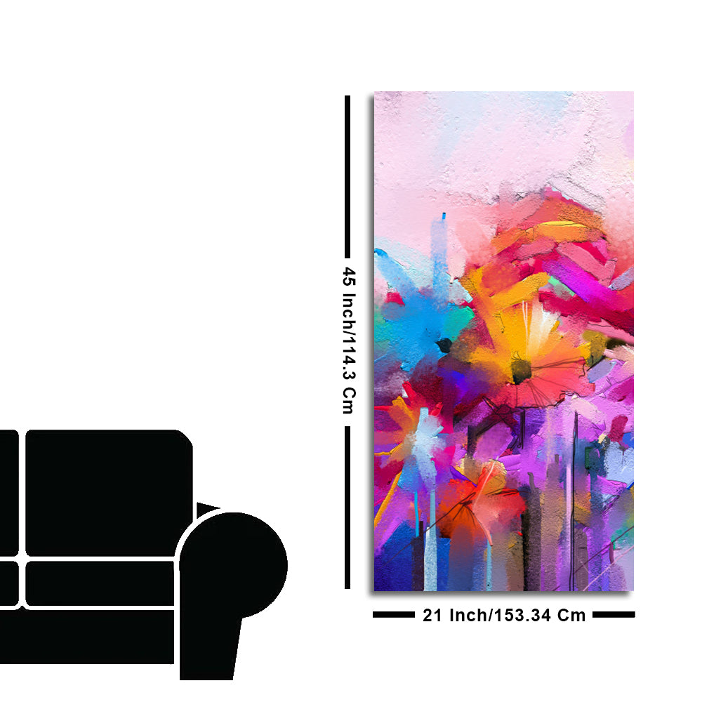 Abstract Colorful Acrylic Painting of Flowers