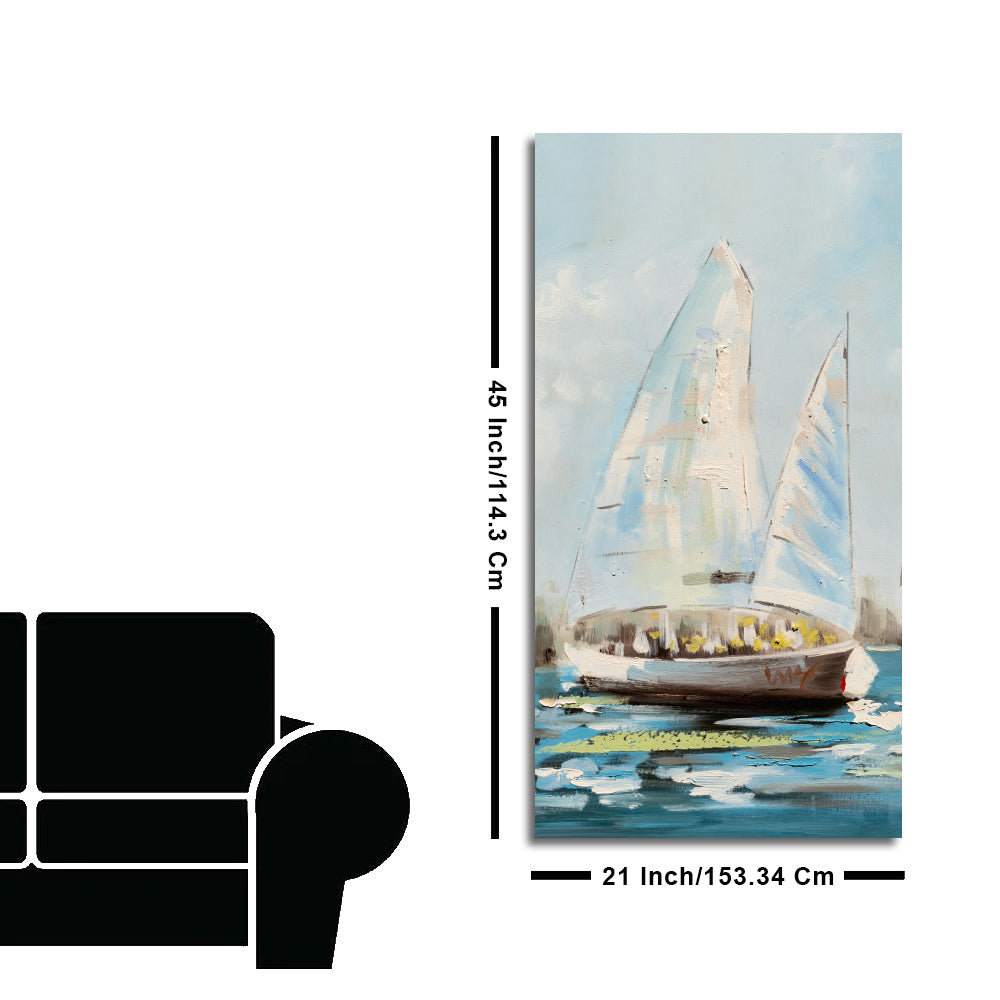 Watercolor Painting of Sailing Boats Premium Canvas Wall Painting