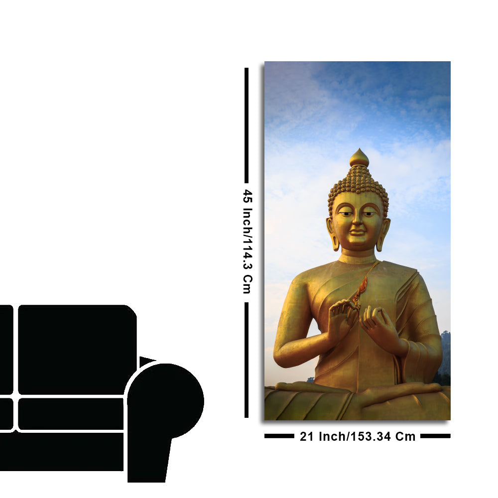 Lord Golden Buddha Meditating Premium Canvas Wall Painting