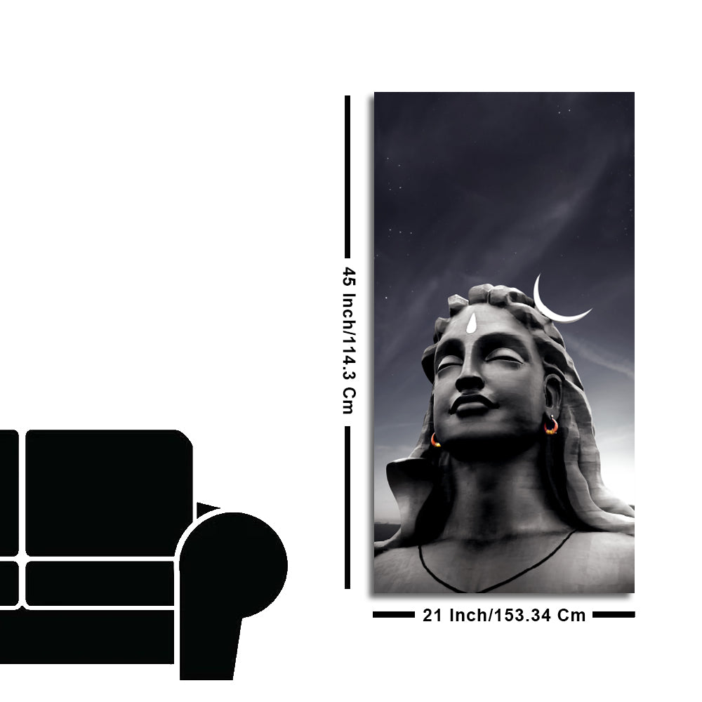 Adiyogi Shiva with Moon on the Head Canvas Wall Painting
