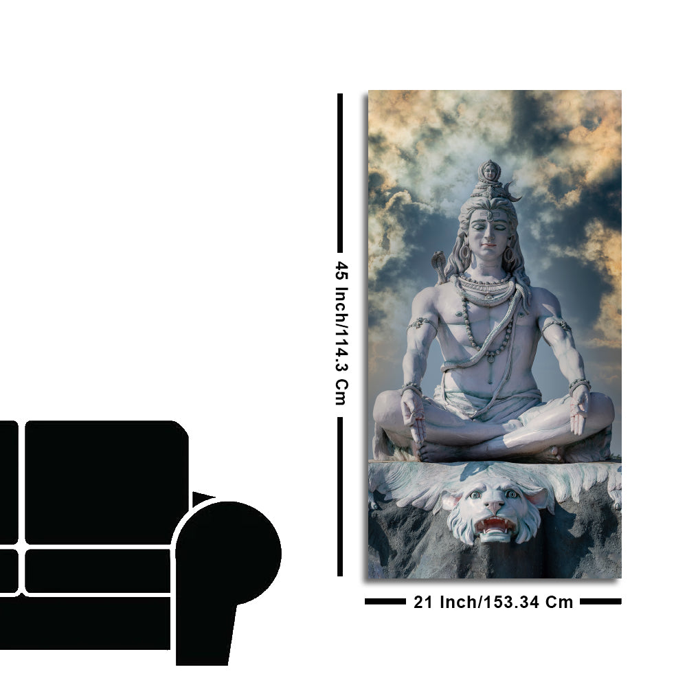Adiyogi Shiva Meditating Premium Canvas Wall Painting