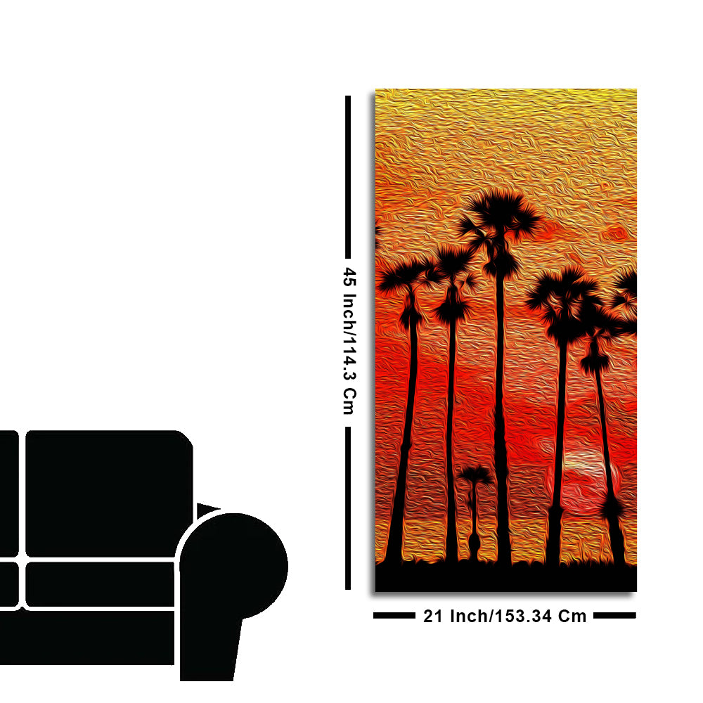 Beautiful Palm Tree at Sunset Canvas Wall Painting