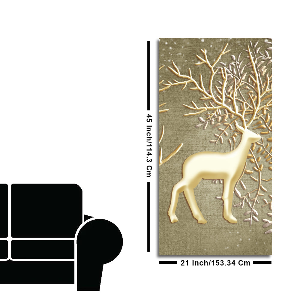 Swamp Deer in Forest Premium Canvas Wall Painting