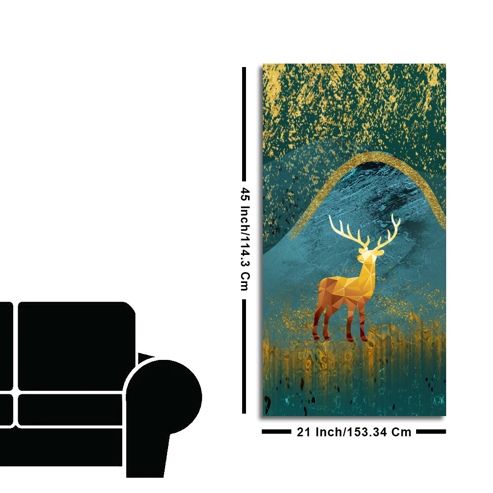 Golden Deer Modern Abstract Art Premium Canvas Wall Painting