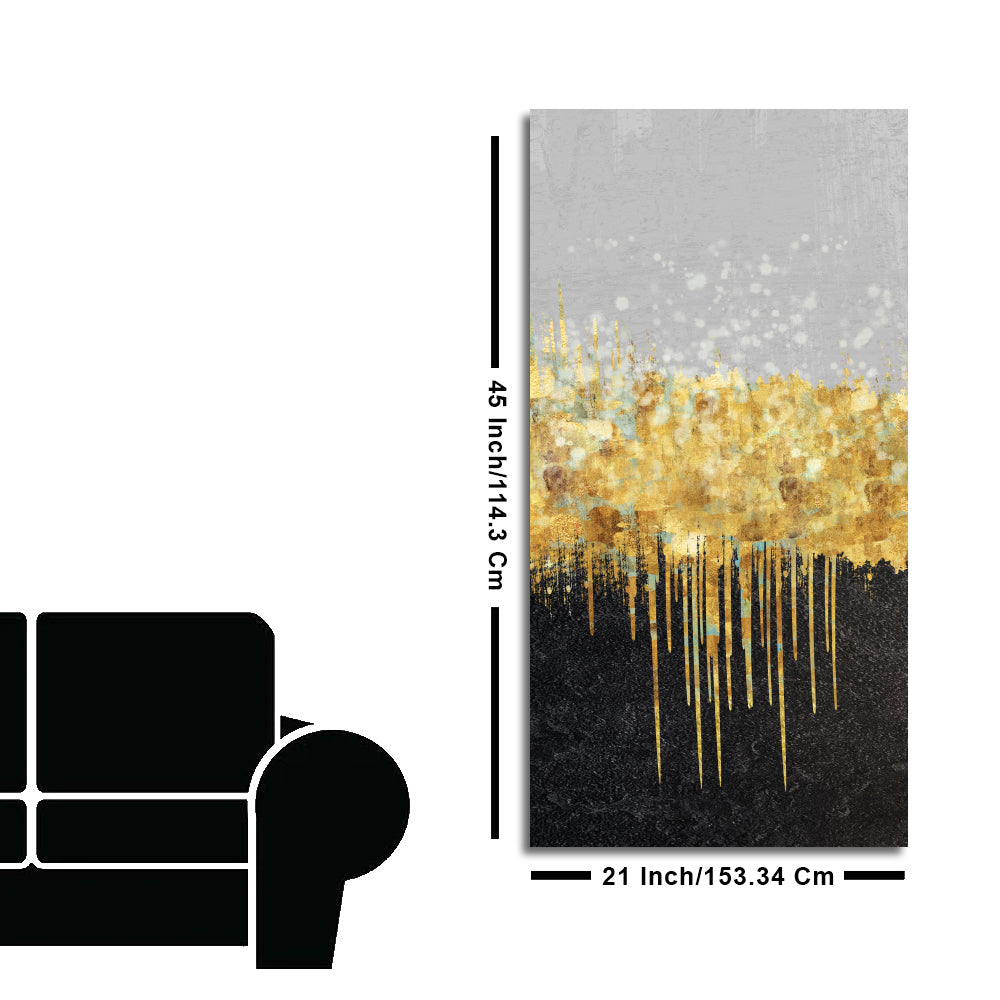 Premium Gold Glitter Particles on Black Background Canvas Wall Painting