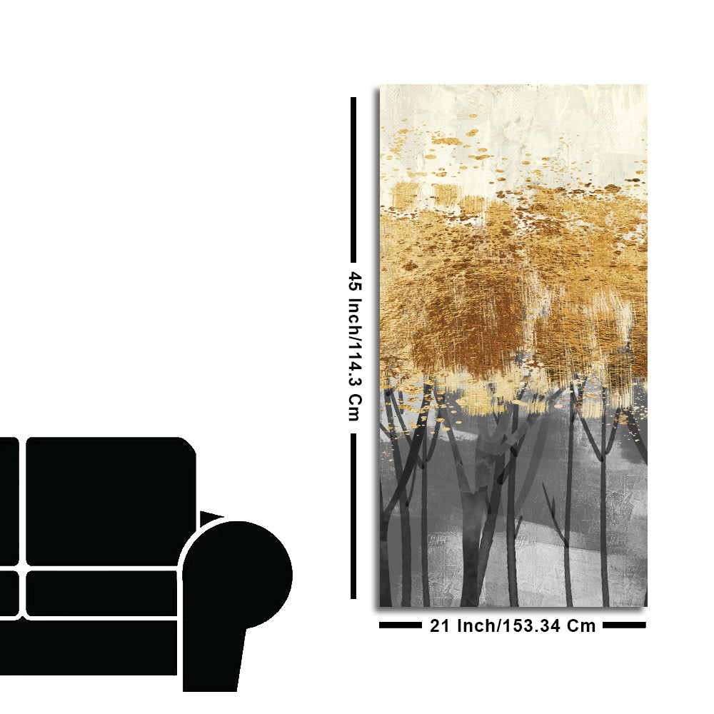 Premium Canvas Wall Painting of Golden Pattern Metallic Forest