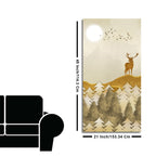 Beautiful Trees with Golden Deers Premium Canvas Wall Painting