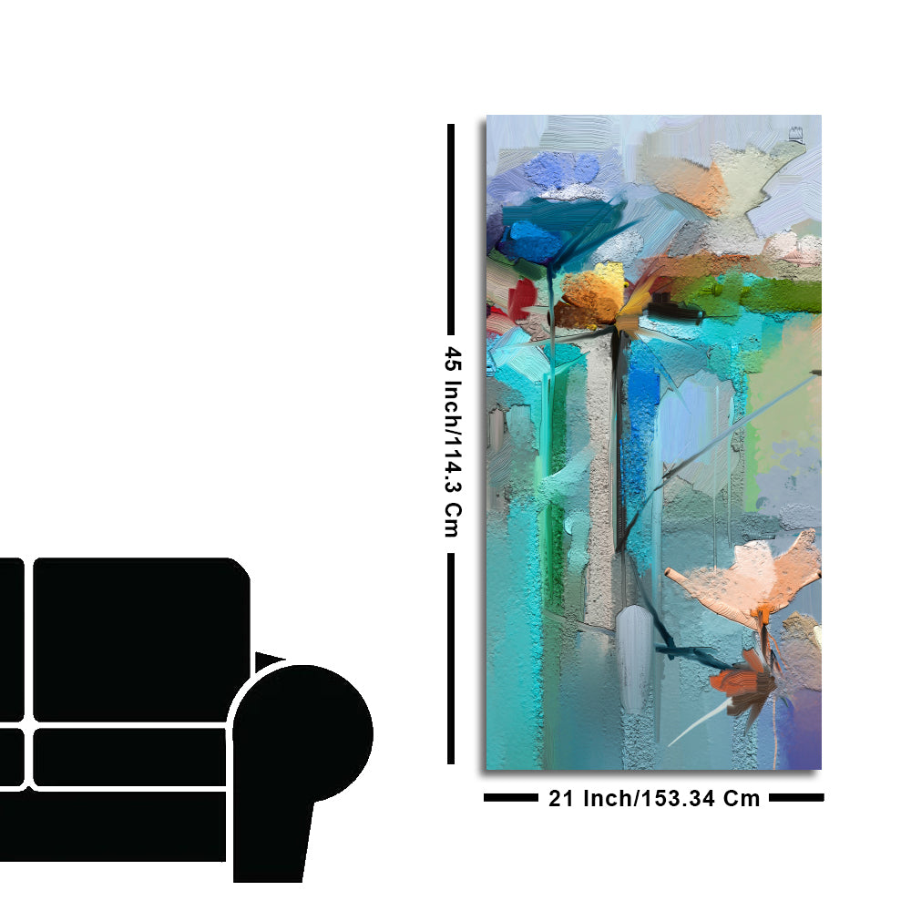 Abstract Colorful Bird and Spring Flower Premium Canvas Wall Painting
