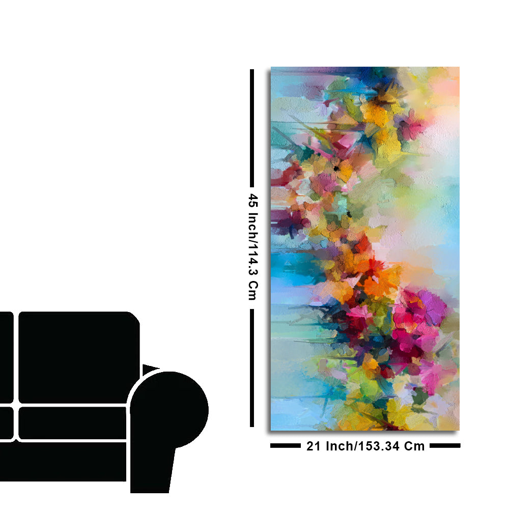Vibrant Abstract Floral Painted Brush Stroke Premium Canvas Wall Painting