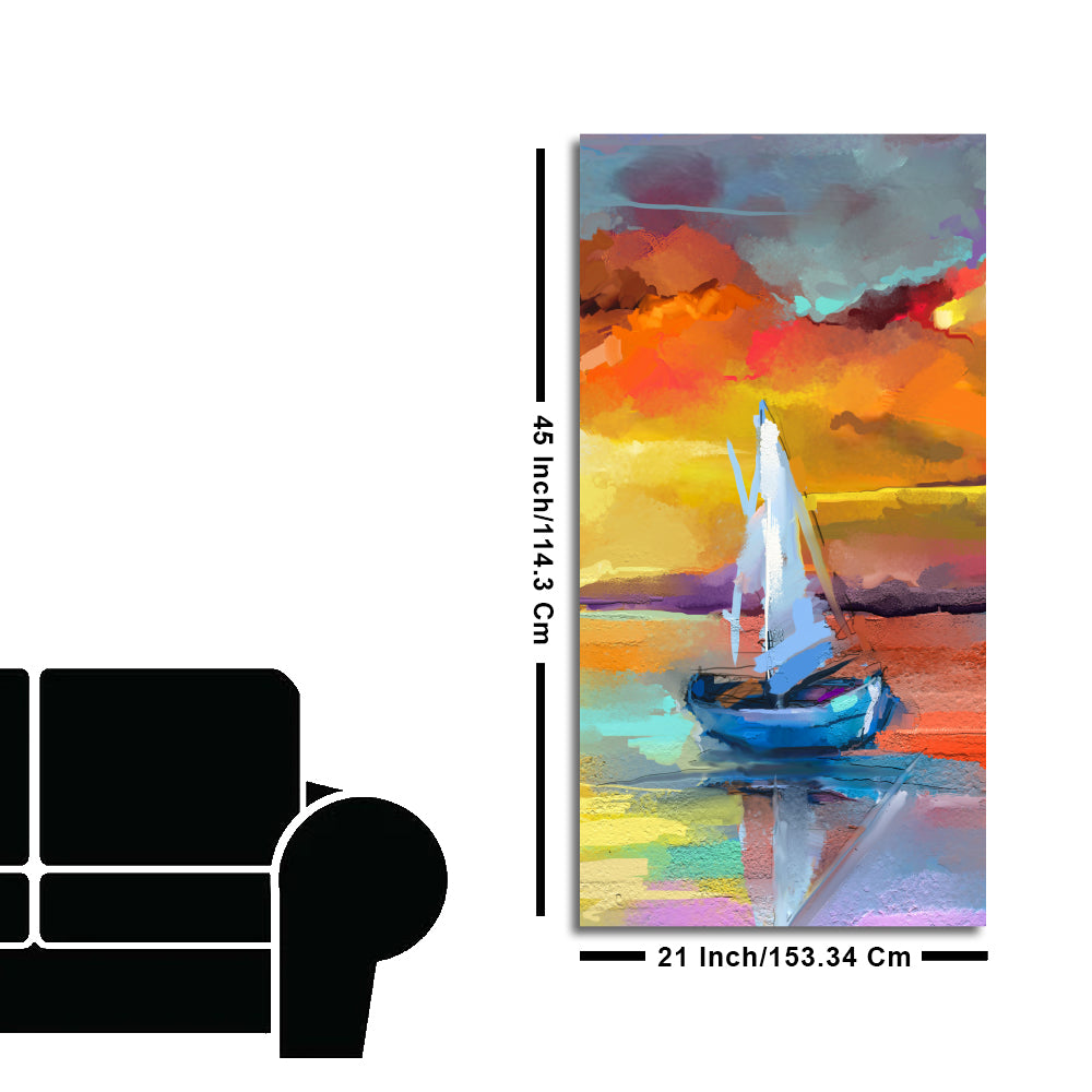 Beautiful Ship in the Ocean Abstract Scenery Premium Canvas Wall Painting