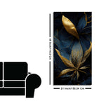 Golden Textured Tropical leaves Canvas Wall Painting