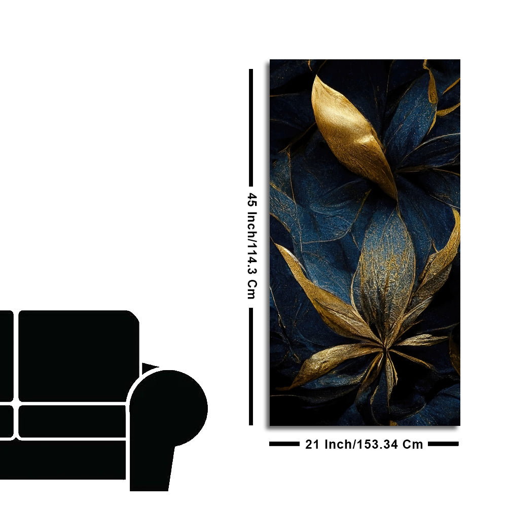 Golden Textured Tropical leaves Canvas Wall Painting