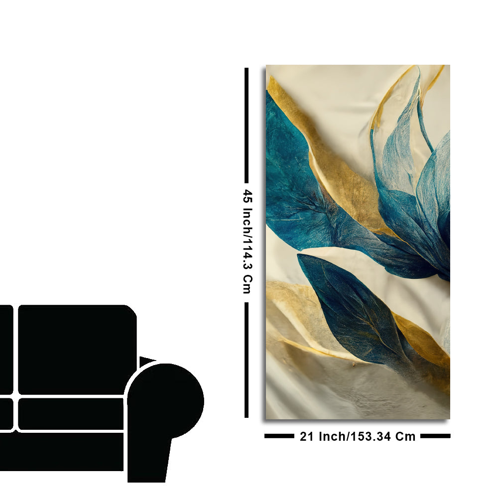 Premium Golden Flower and Waves Canvas Wall Painting