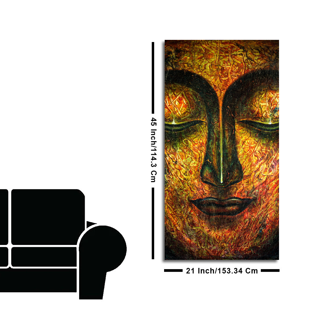 Peaceful Golden Textured Art Buddha Wall Painting