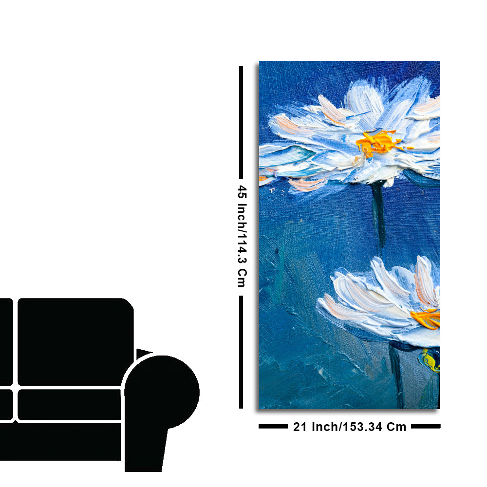 Acrylic Painting of White Flower Premium Canvas Wall Painting