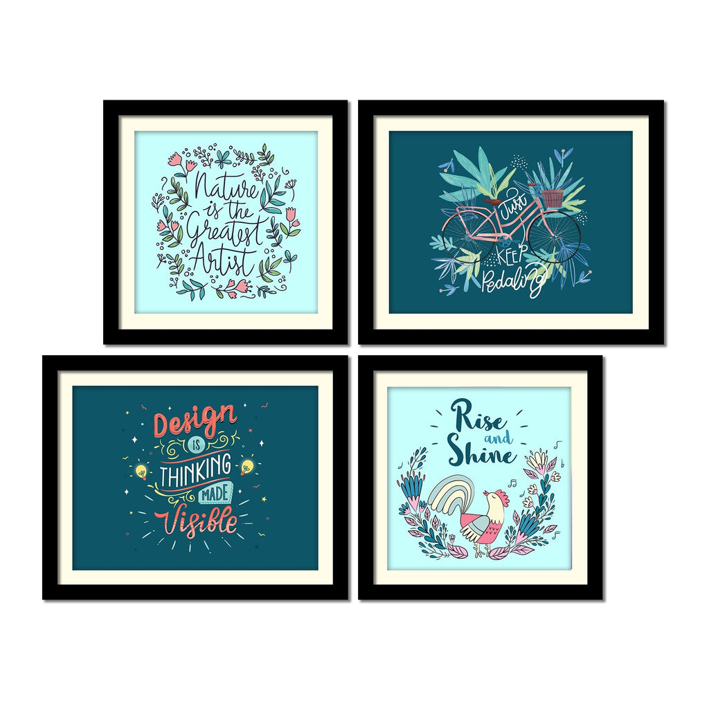 Rise and Shine Quotes Decorative Wall Hanging Frame Set of Four