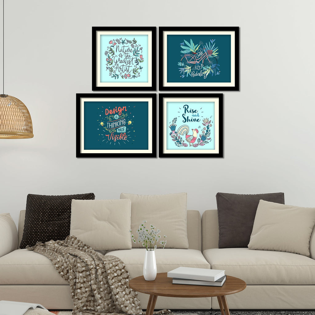 Rise and Shine Quotes Decorative Wall Hanging Frame Set of Four