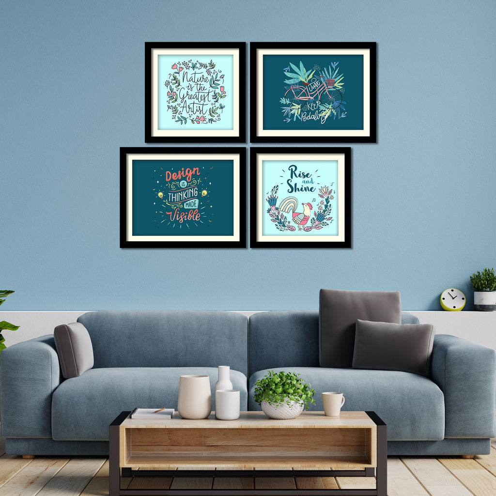 Rise and Shine Quotes Decorative Wall Hanging Frame Set of Four