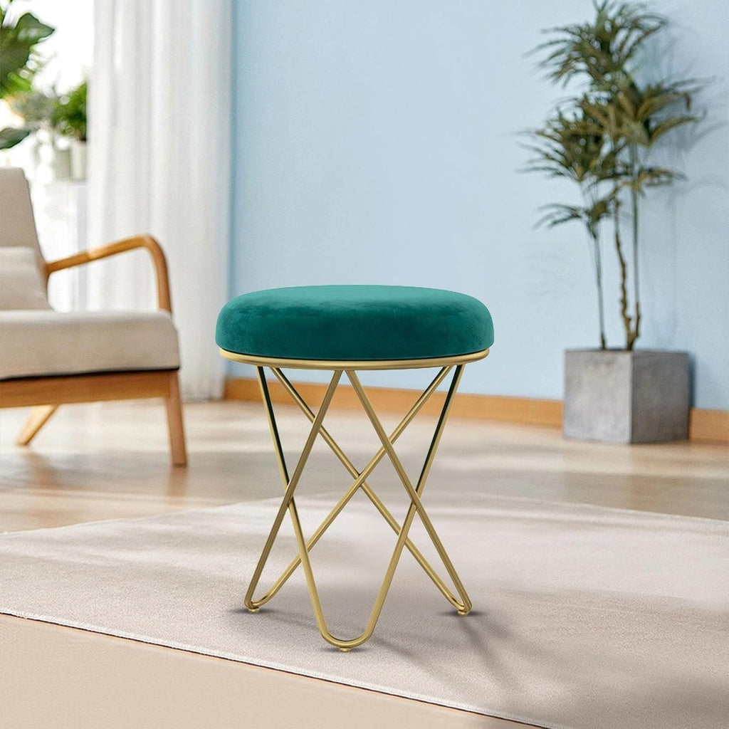 Stylish Green Velvet Sofa Lounge Chair with Ottoman