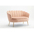 Pink Velvet Sofa Lounge Chair with Golden Metal Legs