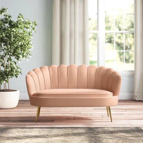 Pink Velvet Sofa Lounge Chair with Golden Metal Legs