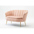 Pink Velvet Sofa Lounge Chair with Golden Metal Legs