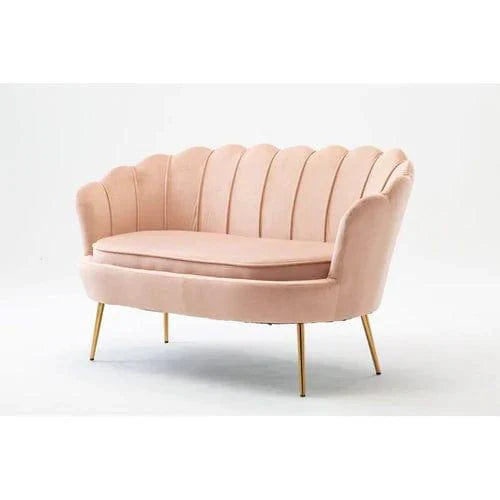 Pink Velvet Sofa Lounge Chair with Golden Metal Legs