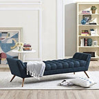 Navy Blue Tufted Sofa Lounge Chair with Wooden Legs