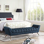 Navy Blue Tufted Sofa Lounge Chair with Wooden Legs