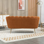 Stylish Caramel Boucl√© Sofa Lounge Chair with Metal Legs