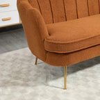 Stylish Caramel Boucl√© Sofa Lounge Chair with Metal Legs