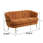 Stylish Caramel Boucl√© Sofa Lounge Chair with Metal Legs