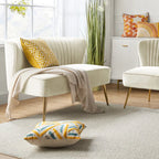 White Velvet Armless Sofa Lounge Chair with Golden Legs